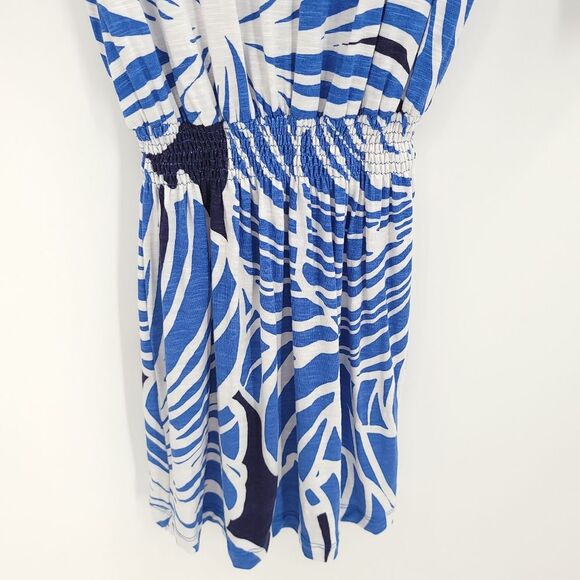 Tori Richard Honolulu Blouson Mini Dress Smocked Waist Floral Print Blue… - Picture 5 of 11